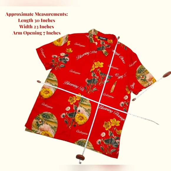 CivilRegime Tropical Flair Button Down Casual Shirt Red Yellow Mens Size Large - Picture 14 of 17